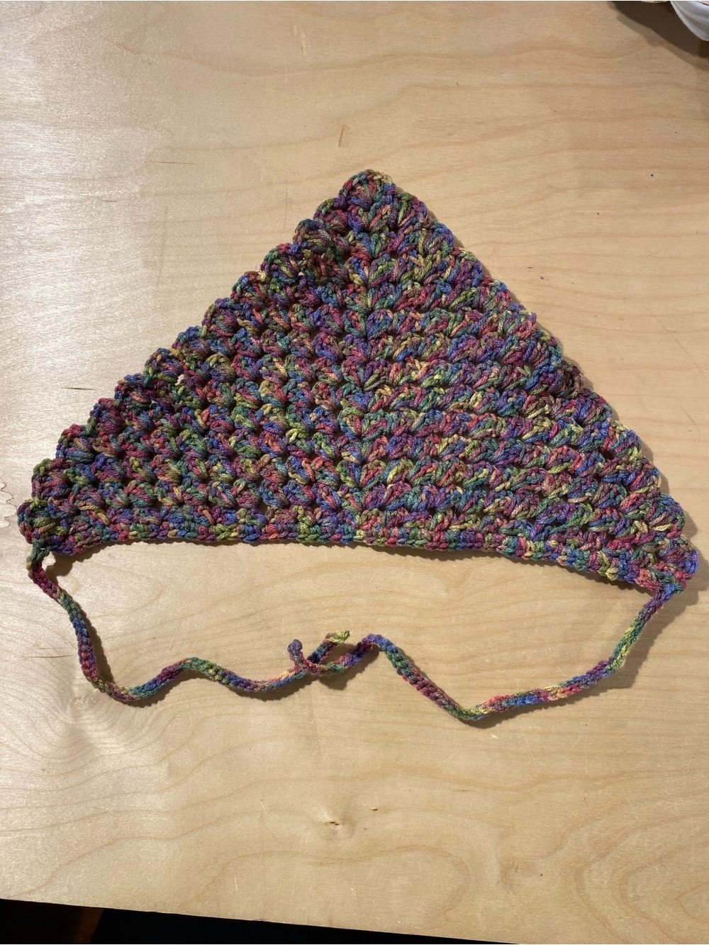 Hand-Crocheted Multicolor Triangle Bandanna (RZ) - Picture 9 of 10
